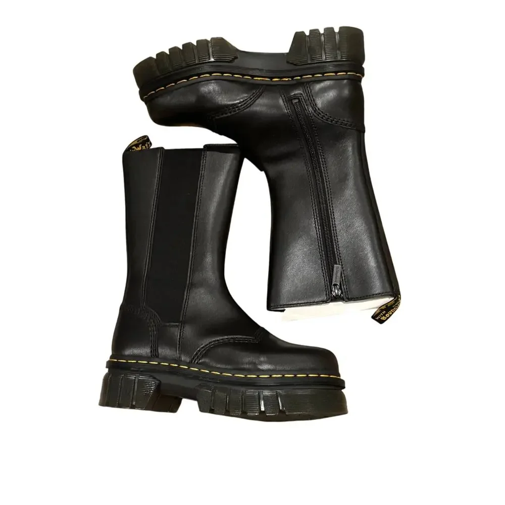 Dr. Martens Audrick Tall Chelsea Boot Pull-On in Black Nappa Leather Size 7 NWB
